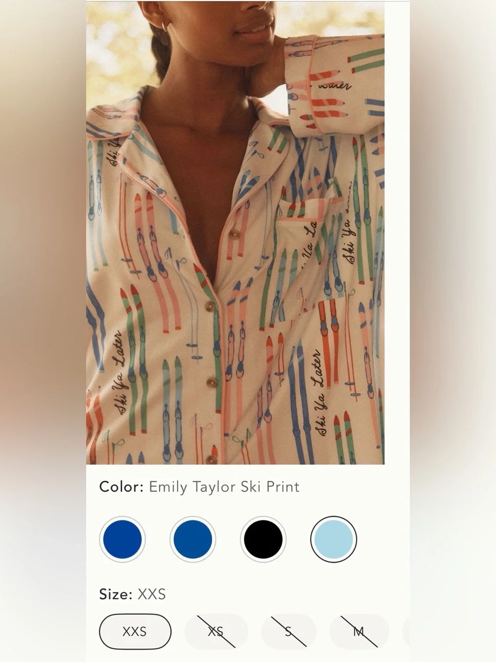 Anthropologie x LyreBird Briar Blue Long-Sleeve Pajama Shirt Size Small NWT